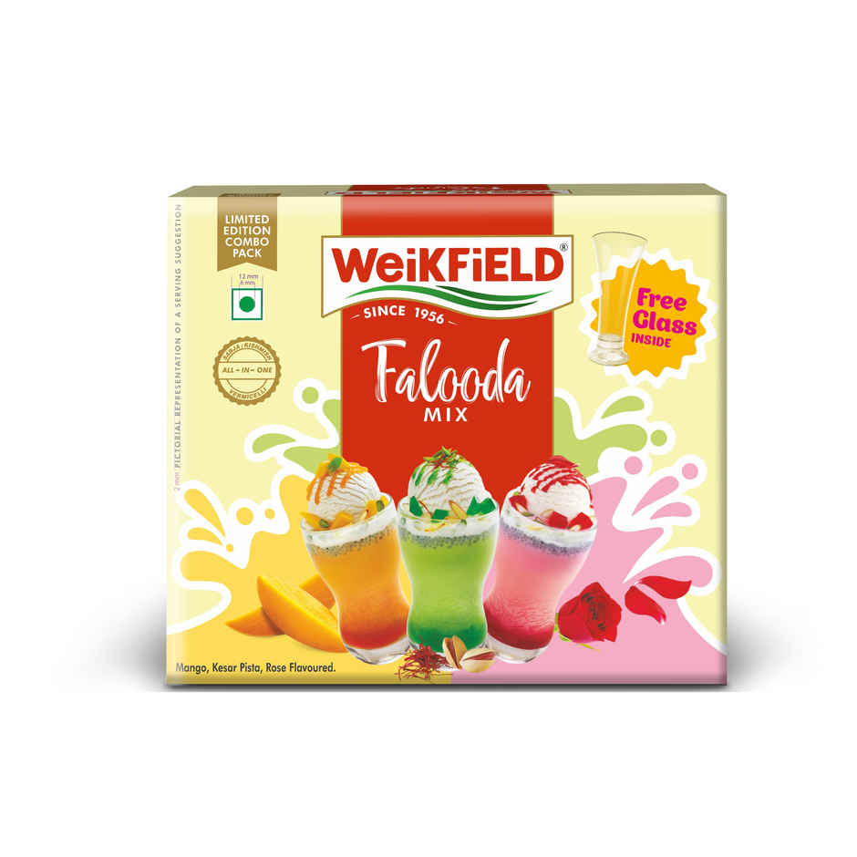 Weikfield 3 Falooda Mix Pack Combo | Mango | Kesar Pista | Rose Mix | Instant Falooda Mix