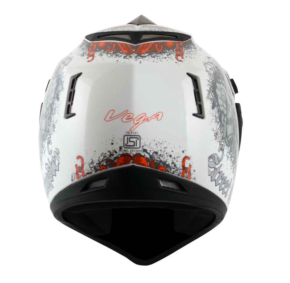 Vega Off Road D/V Gangster Lightweight Full Face Helmet- White Orange - M