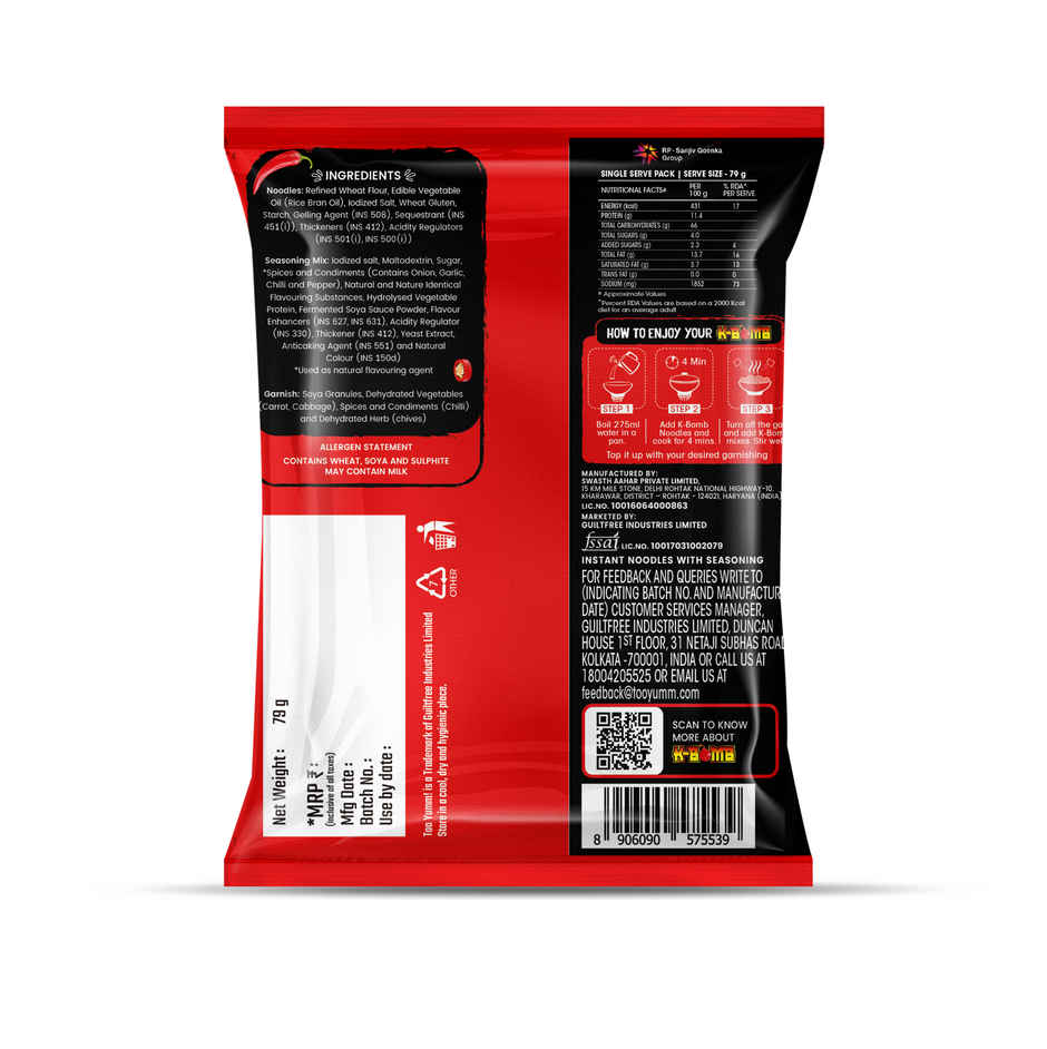 Too Yumm Hot n Spicy Korean Ramen Noodles Combo | Pure Veg, No Palm Oil Healthy K Bomb Spicy Noodles
