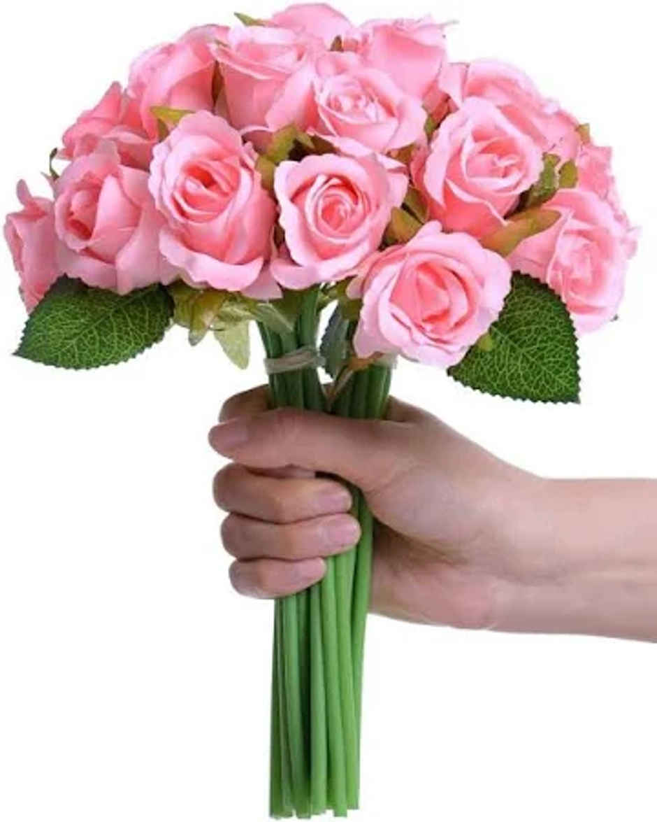 Tied Ribbons Set Of 12 Artificial Rose Flowers