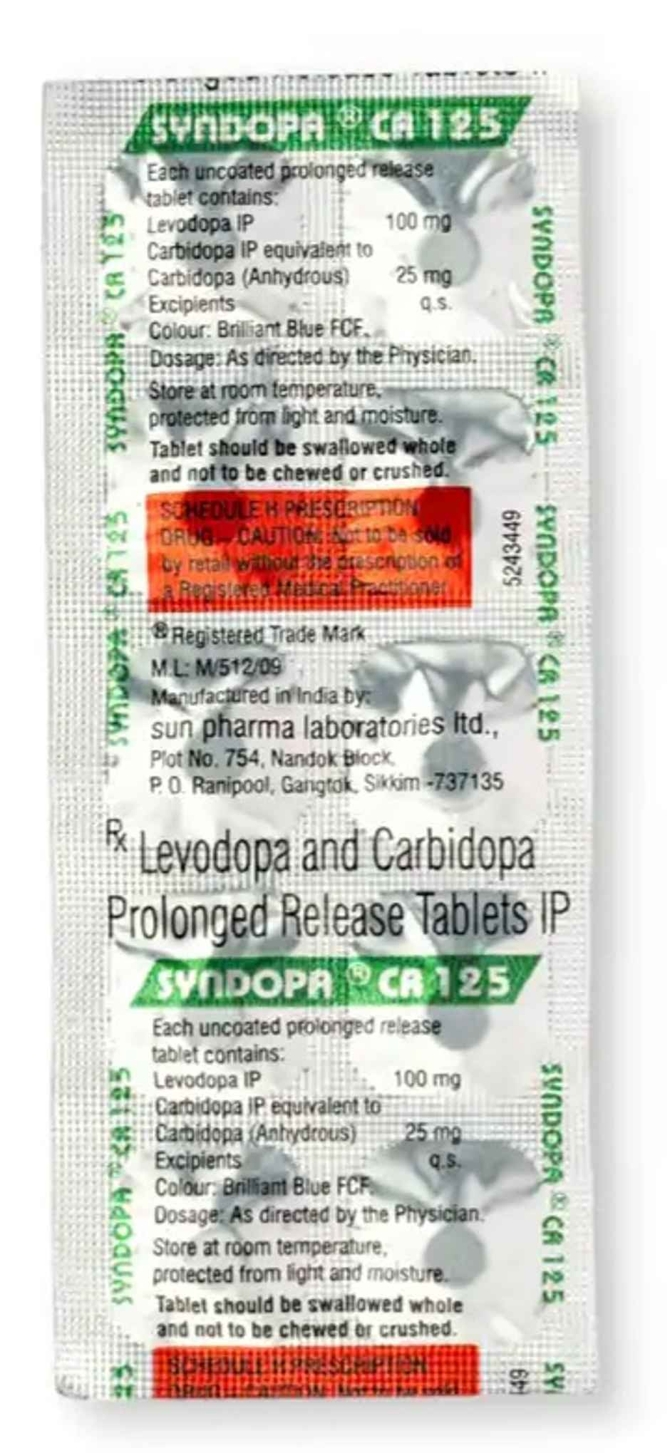 Syndopa CR 125 Tablet PR