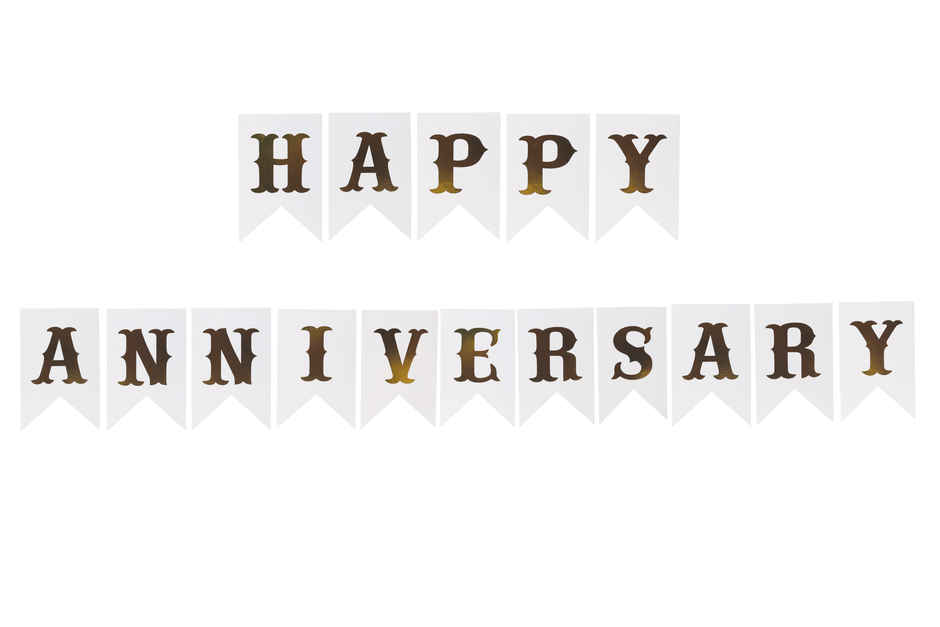 Happy Anniversary Banner | 16 Paper Flags | Colour May Vary | Se7en