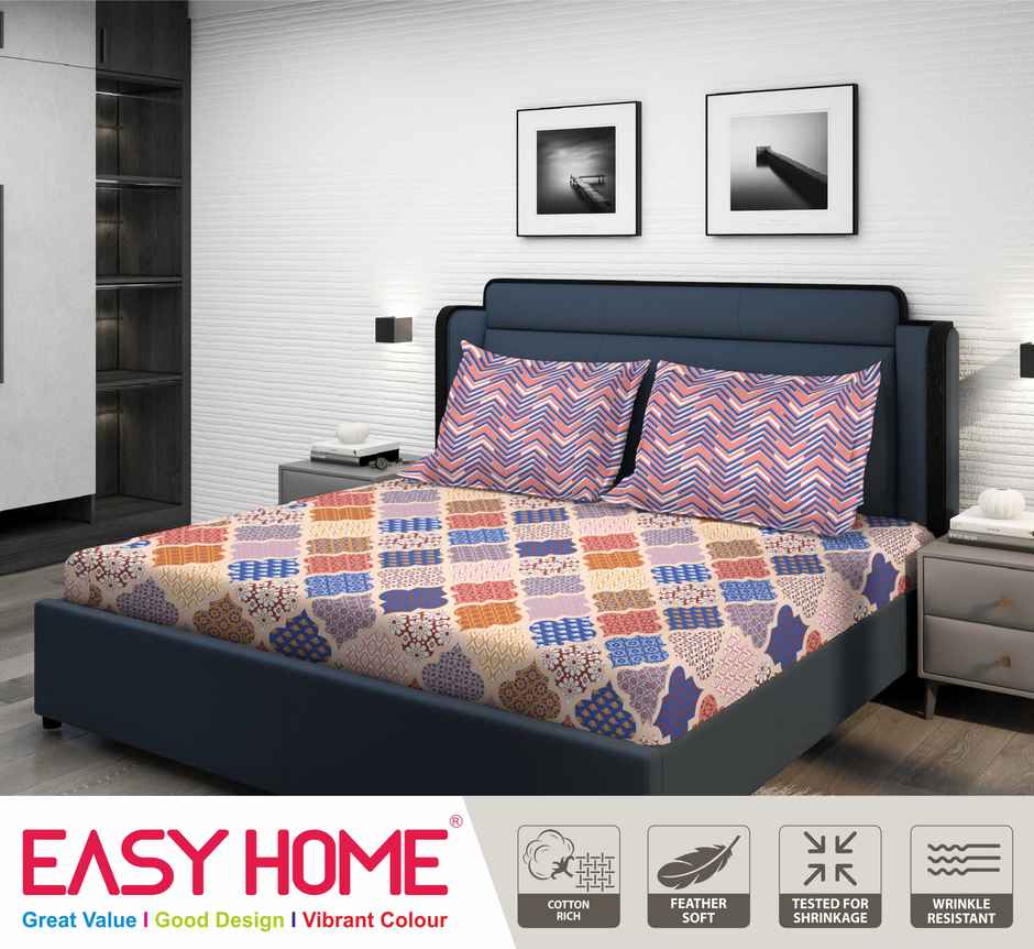 Superspun 120 Tc-Cotton Rich-Easy Home- Dbl- 220 x 240- D:23123 - Assorted