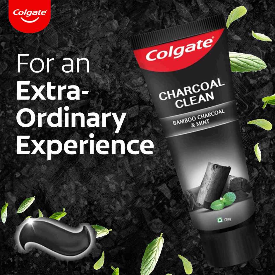 Colgate Charcoal Clean Black Gel Toothpaste Deep Clean With Bamboo Charcoal & Wintergreen Mint (240g) & Colgate Toothbrush - Slim Soft Charcoal (1pc) Combo