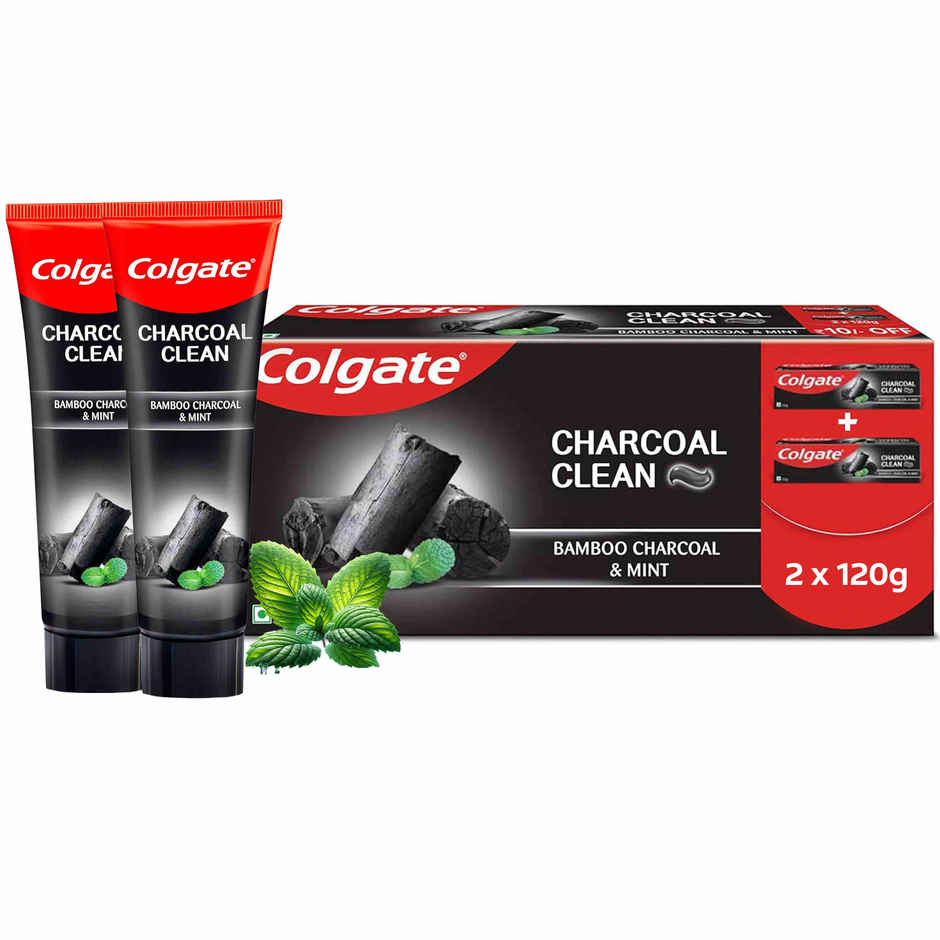 Colgate Charcoal Clean Black Gel Toothpaste Deep Clean With Bamboo Charcoal & Wintergreen Mint (240g) & Colgate Toothbrush - Slim Soft Charcoal (1pc) Combo