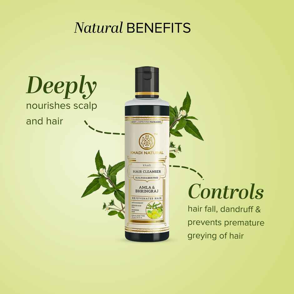 Khadi Natural Amla And Bhringraj Hair Cleanser | Anti-dandruff Shampoo | SLS And Paraben Free
