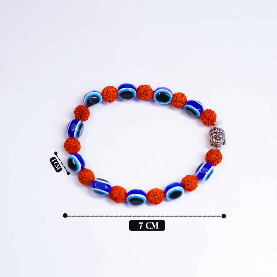Rudraksha Bracelet with Evil Eye for Spiritual Wear | Svasti