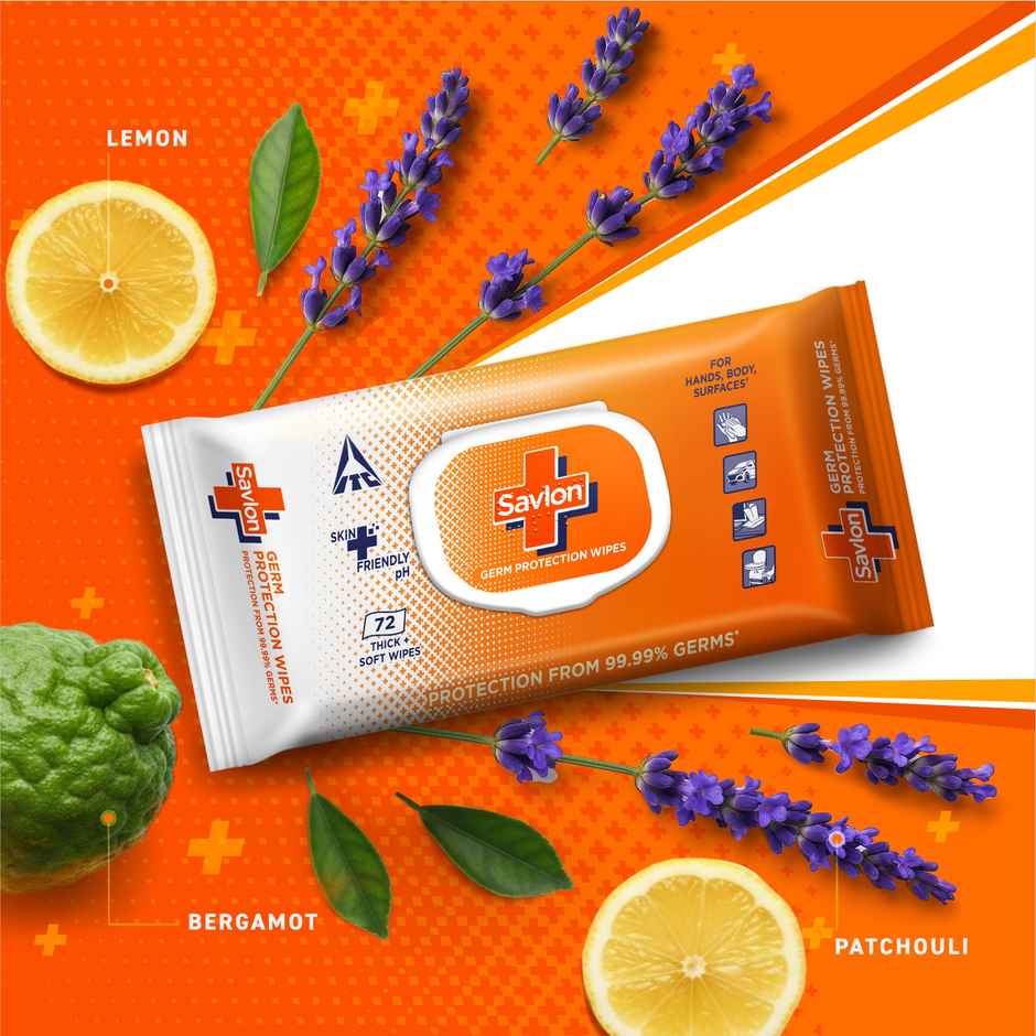 Savlon Germ Protection Wipes, Germ Protection, Skin Friendly pH, For Hands, Body, Surface Combo