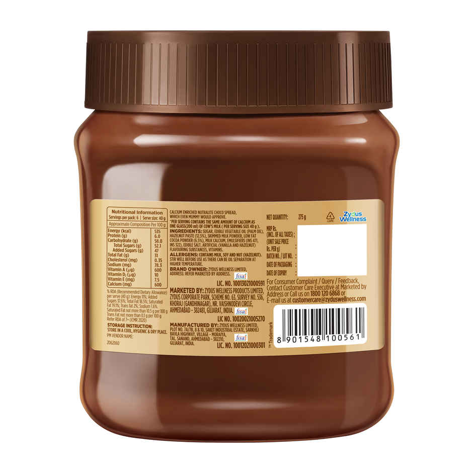 Nutralite Choco Spread Enriched With Milk Calcium Premium Chocolate and Real Hazelnuts - 275 g