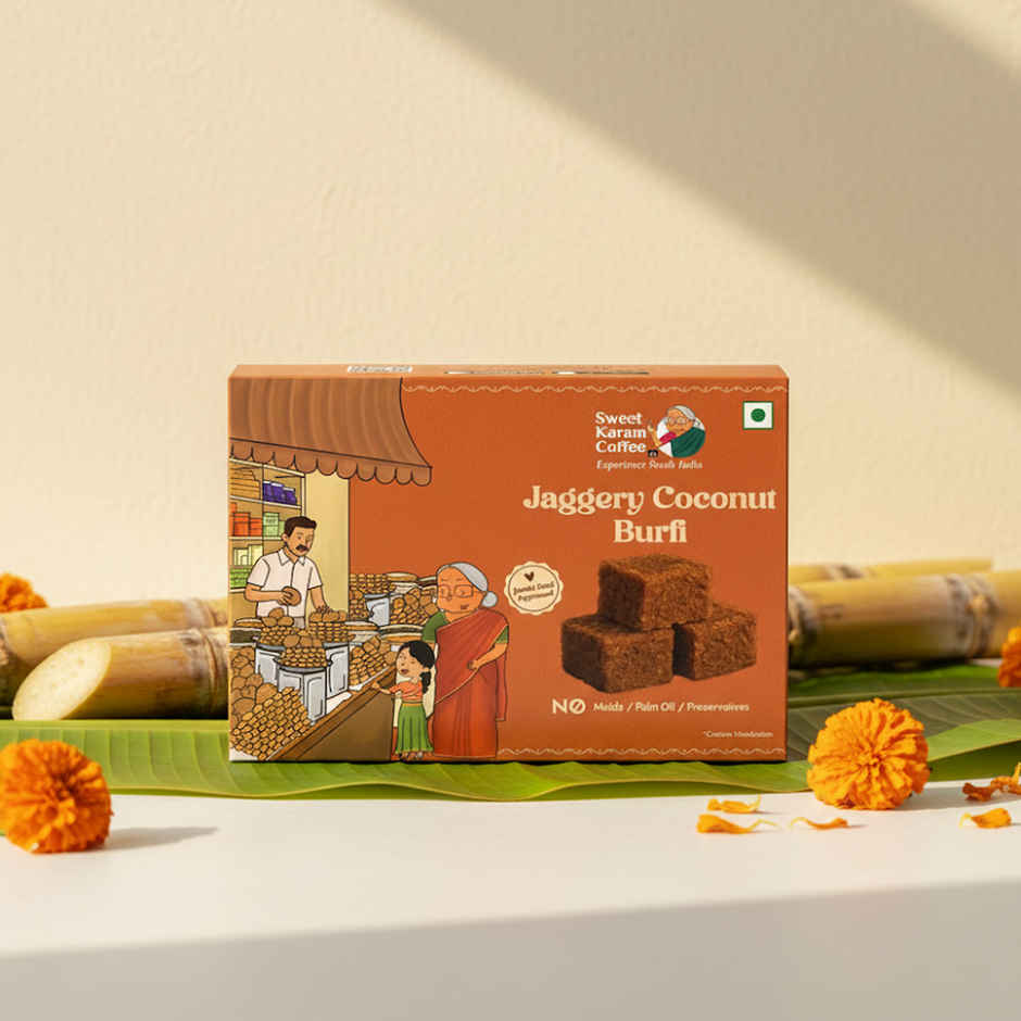 Sweet Karam Coffee Jaggery Coconut Burfi - No Preservatives