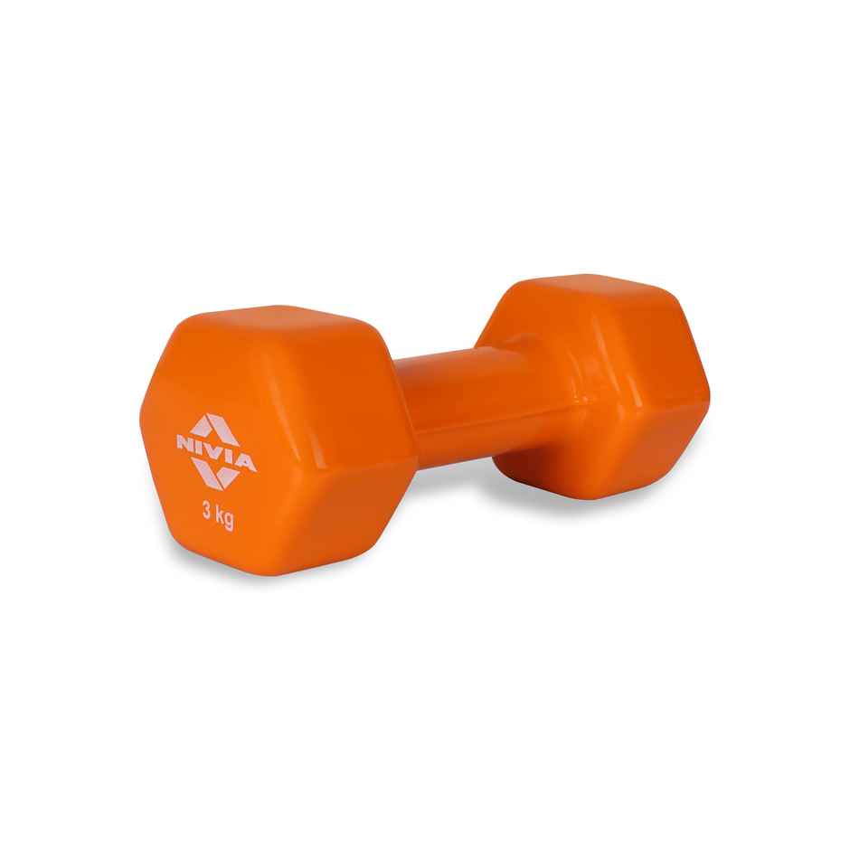 Nivia Vinyl Dumbbell Set (3 kg X 2) | Orange
