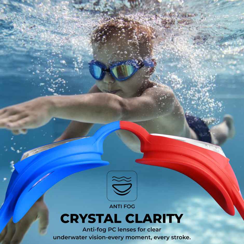 Nivia Kiddies Jr. 2.0 Swimming Goggles | Red and Blue | 4142Rb