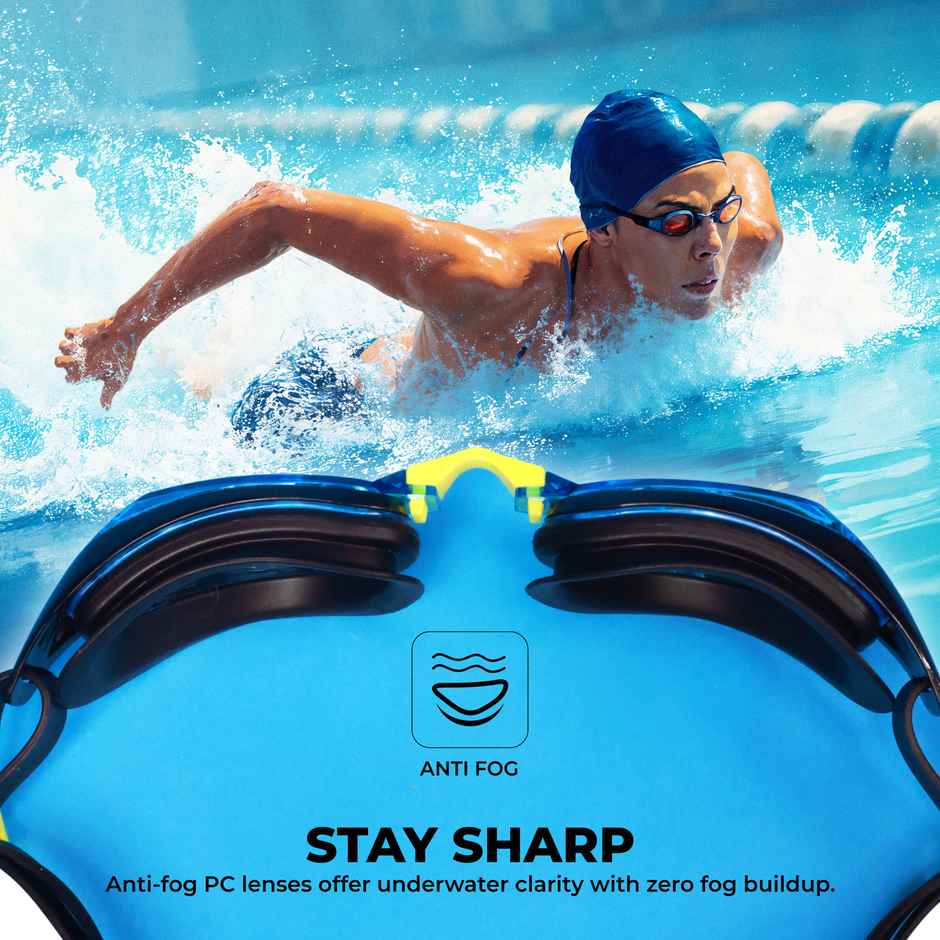 Nivia Eliminator 2.0 Swimming Goggles | Black and Green | 4144Bg