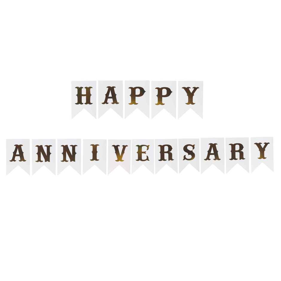 Happy Anniversary Banner | 16 Paper Flags | Colour May Vary | Se7en