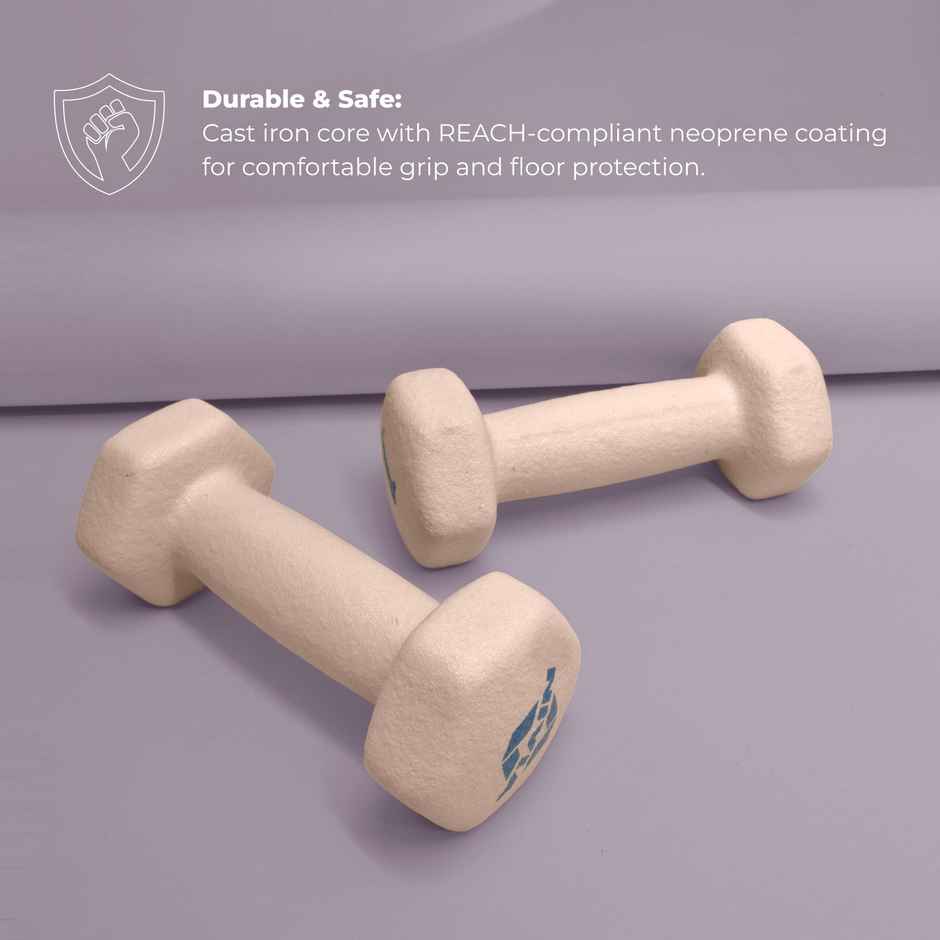 Nivia Neoprene Dumbbell Set (1 kg X 2) | Light Peach
