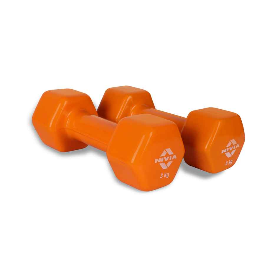 Nivia Vinyl Dumbbell Set (3 kg X 2) | Orange