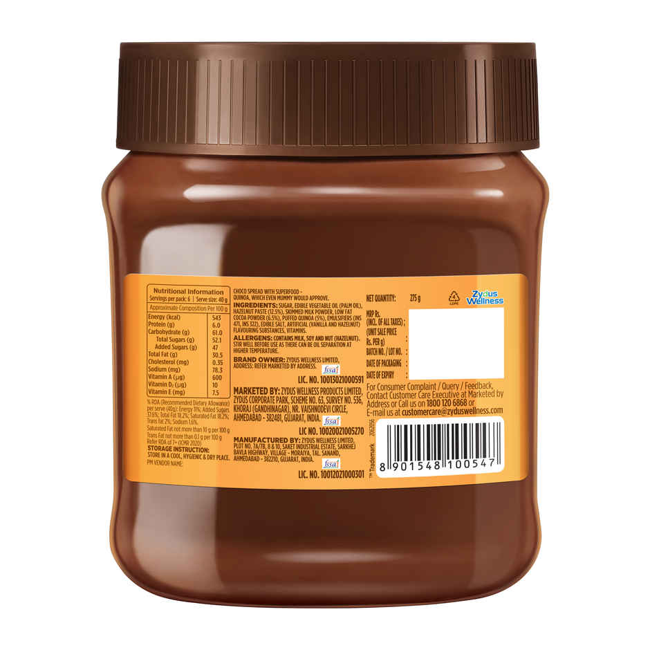 Nutralite Choco Spread Crunchy With Protein-Rich Quinoa Premium Chocolate & Real Hazelnuts - 275 g