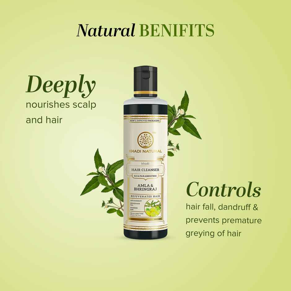 Khadi Natural Amla And Bhringraj Hair Cleanser | Anti-dandruff Shampoo | SLS And Paraben Free