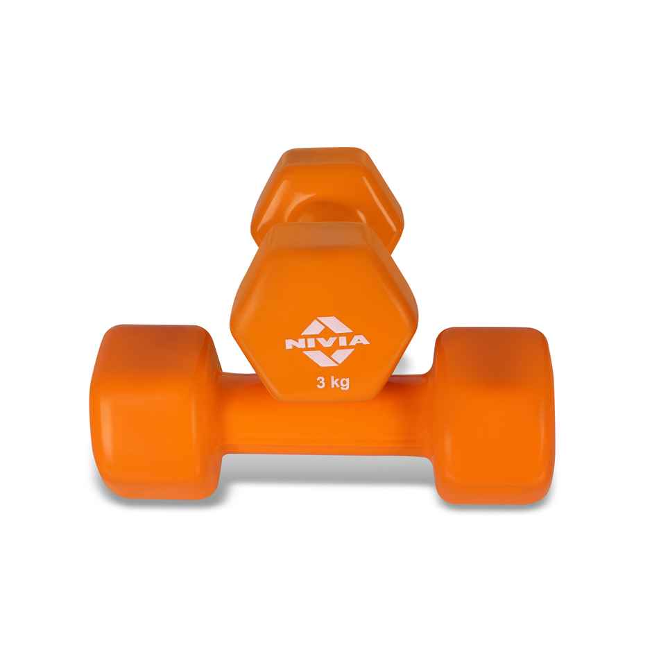Nivia Vinyl Dumbbell Set (3 kg X 2) | Orange