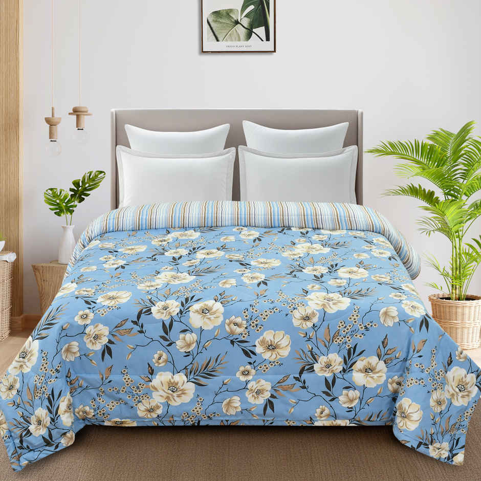 Furnofy Premium King Size Comforter/Quilt | 200 GSM Microfiber | Sky Blue - 86 x 96 in