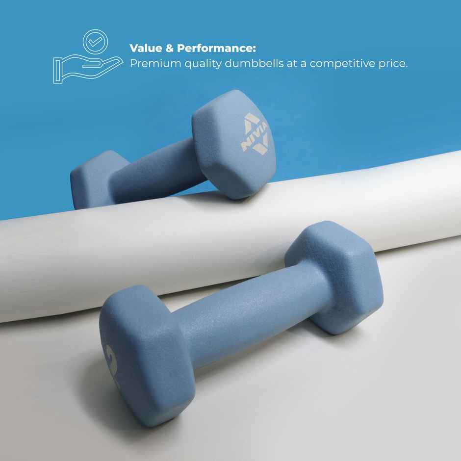 Nivia Neoprene Dumbbell Set Of 2Kg Dumbbells | Blue
