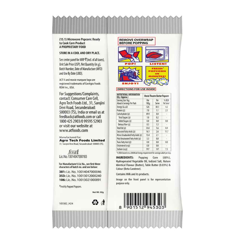 ACT II Movie Theatre Butter Microwave Popcorn | Evening Snacks | Crunchy Munchies | Movie Treat