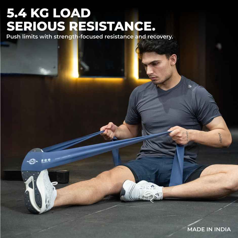 Nivia Stretch Band, Heavy Resistance Bands For Workout | 5.4 kg Resistance Level - 3 | Dark Blue