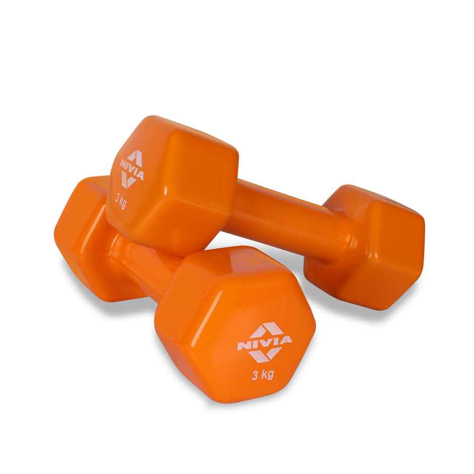 Nivia Vinyl Dumbbell Set (3 kg X 2) | Orange