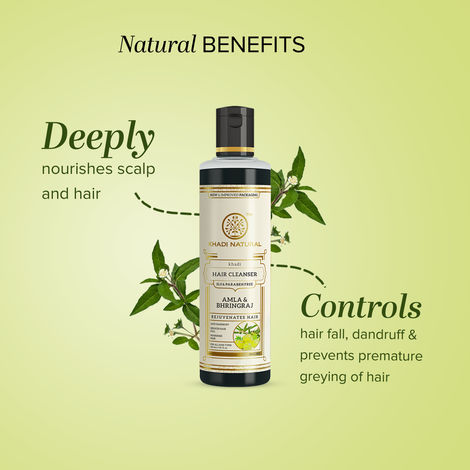 Khadi Natural Amla And Bhringraj Hair Cleanser | Anti-dandruff Shampoo | SLS And Paraben Free