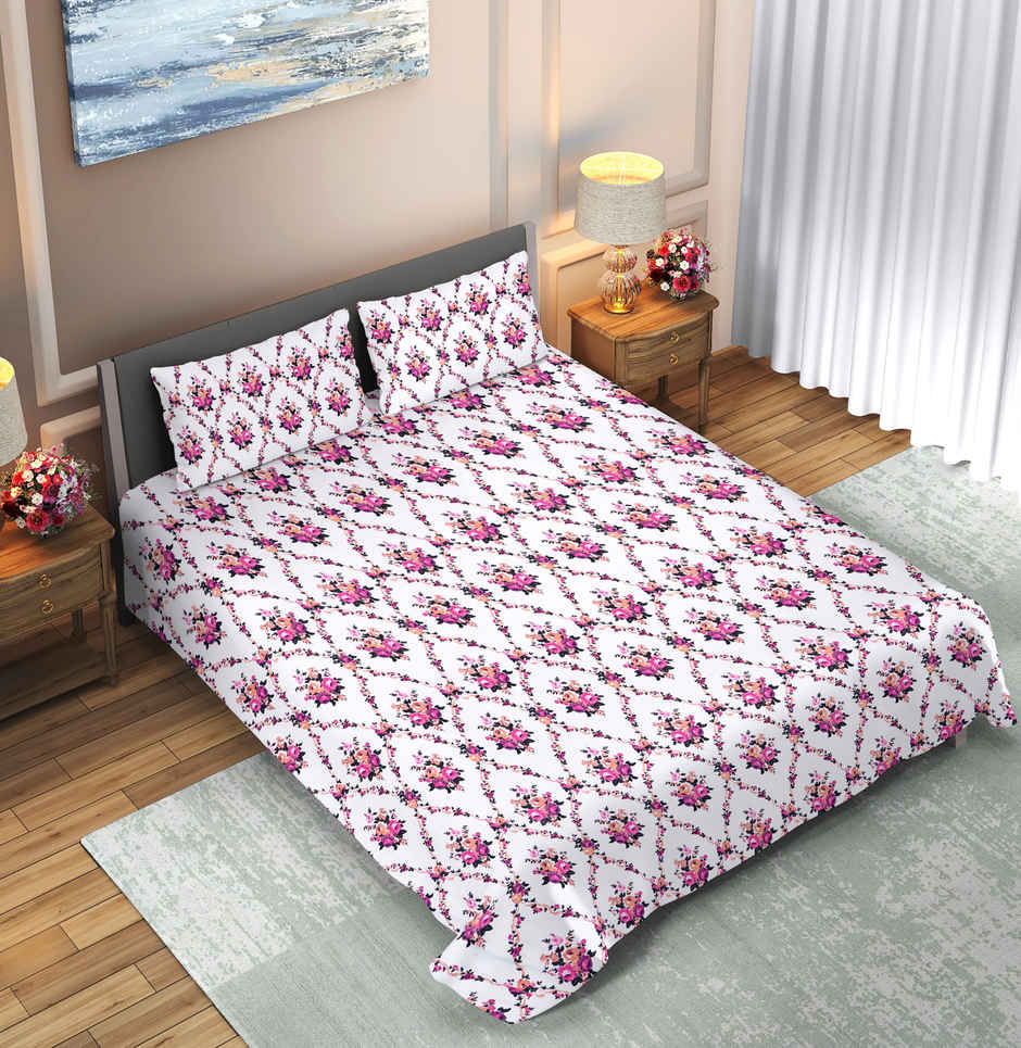 Dream Living 115 GSM Double Bedsheet Set |220 x 240 cm| With 2 Pillow Covers