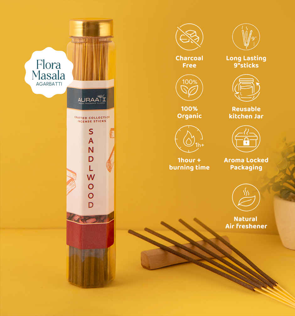 Pure Chandan Masala Batti - Jar Reusable | Auraa-i