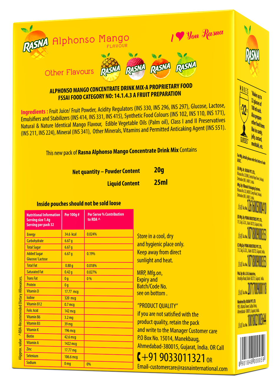 Rasna 32 Glass Mango
