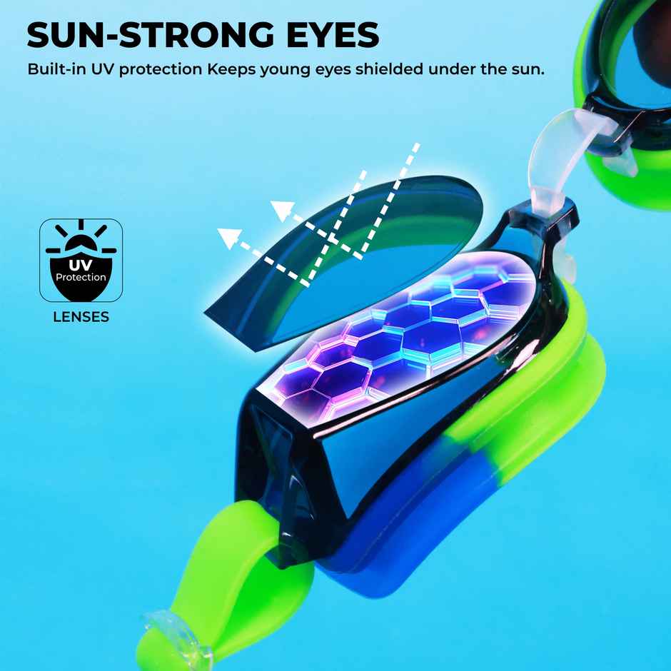 Nivia Splash Jr. 2.0 Swimming Goggles | Blue and Green | 4143Bg