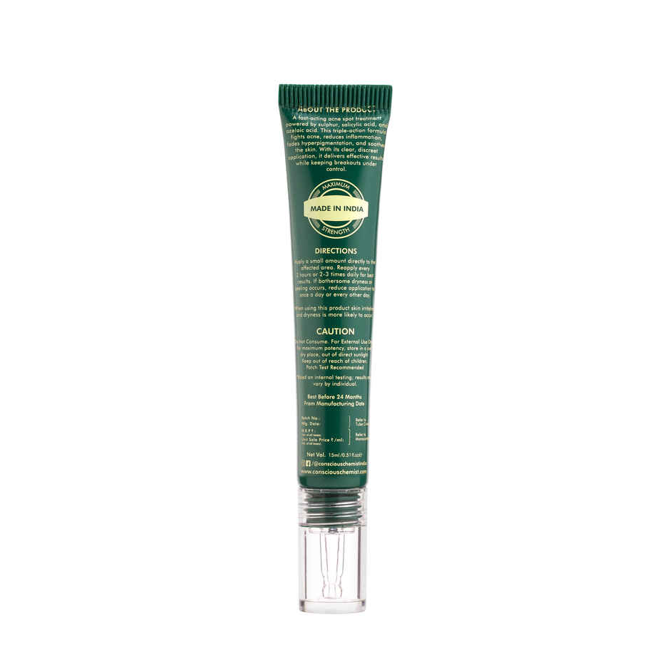 Conscious Chemist Rapid Relief Acne Spot Corrector Gel with Salicylic & Azelaic Acid for Clear Skin