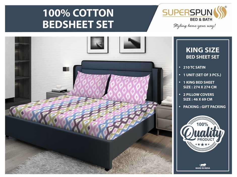 Superspun 210 Tc-100% Cotton-Lorie- King- 274 x 274- D:23104 - Assorted