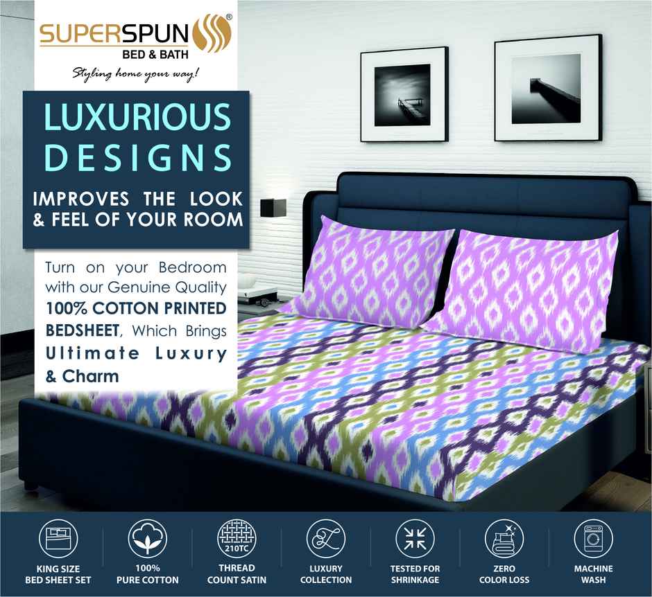 Superspun 210 Tc-100% Cotton-Lorie- King- 274 x 274- D:23104 - Assorted