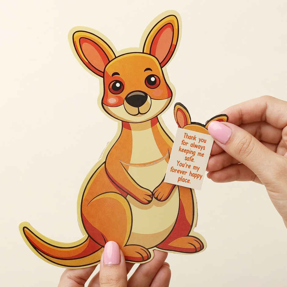 Kangaroo Pull-Out Greeting Card For Mom| Oye Happy