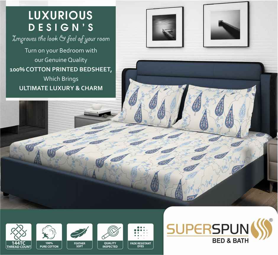 Superspun 144 Tc-100% Cotton-Vodre- Dbl- 224 x 254- D:23108 - Assorted