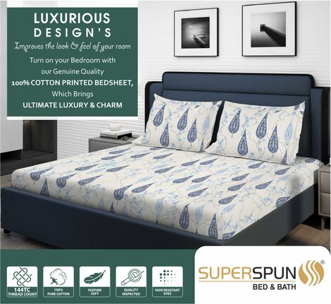 Superspun 144 Tc-100% Cotton-Vodre- Dbl- 224 x 254- D:23108 - Assorted