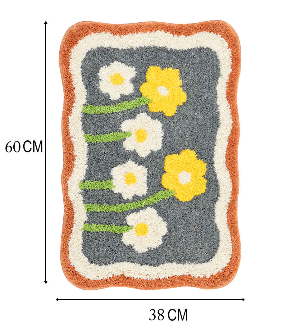 Saral Home Little Flower Super Soft Microfibre Bath Mat 38x60 cm Anti Skid