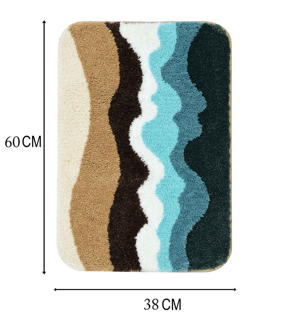 Saral Home Wave Super Soft Microfibre Door Mat 38x60 cm Anti Skid
