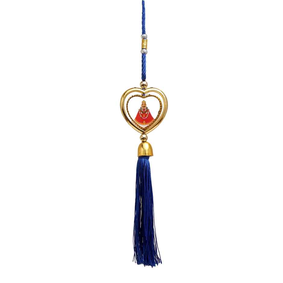 Divine Vibes Heart Shape Rotational Dual Side Khatushyam Ji Decorative Car Hanging