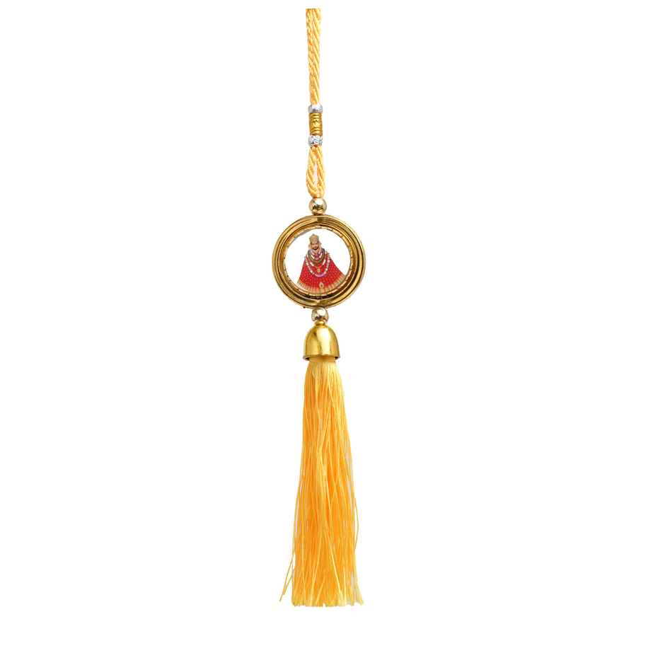 Divine Vibes Round Shape Rotational Dual Side Khatushyam Ji Decorative Car Hanging