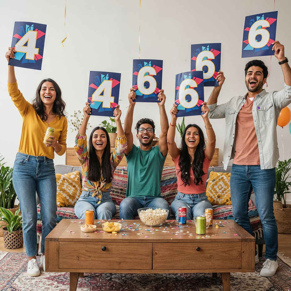 4 and 6 Posters | Boundary Placards for Cricket Match Parties & Fan Cheering | Propcon