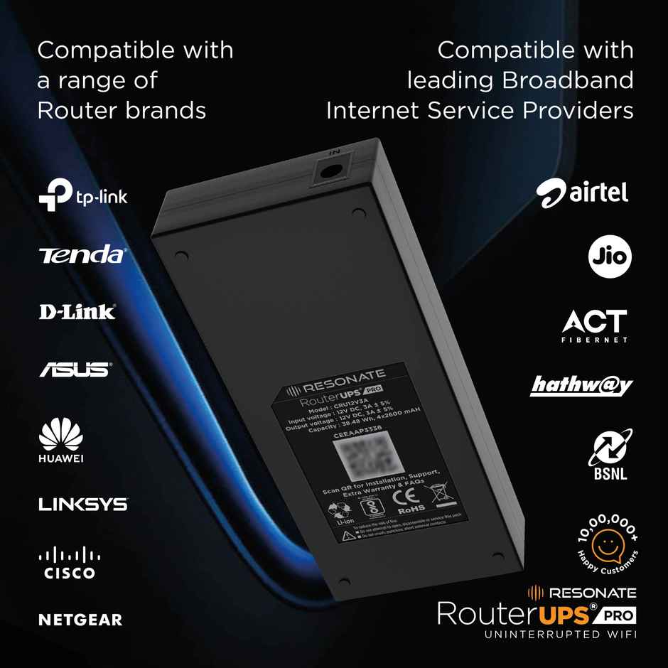 RESONATE RouterUPS Pro 10400 mAh PowerBank for  12V - 3A WiFi Routers