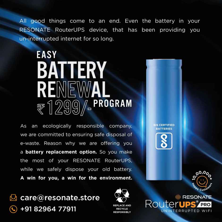 Resonate MiniUPS 12V3A, Upto 10 hours Backup - Pro