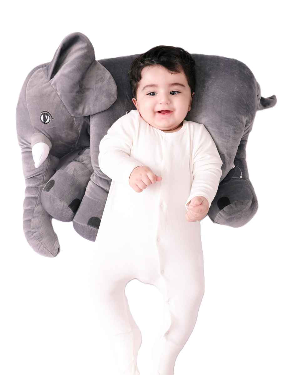 DearJoy Elephant Shaped Baby Pillow - Grey | Soft & Cuddly