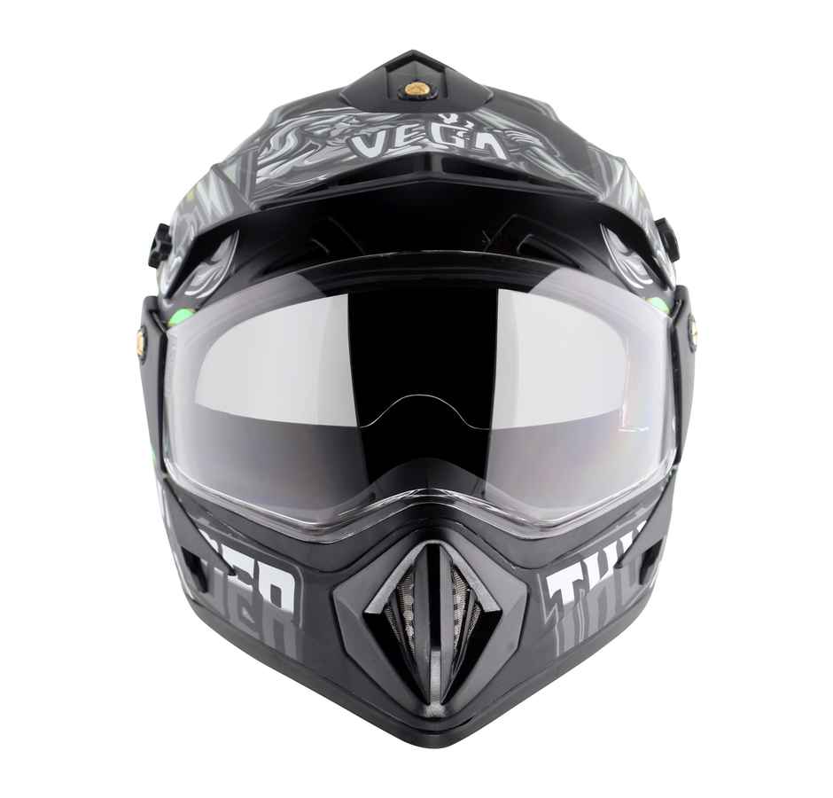 Vega Off Road D/V Thunder Lightweight Full Helmet- Dull Black Grey - M