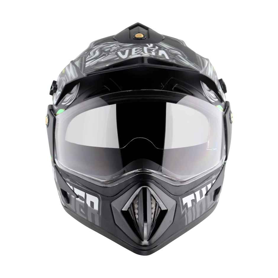 Vega Off Road D/V Thunder Lightweight Full Helmet- Dull Black Grey - L