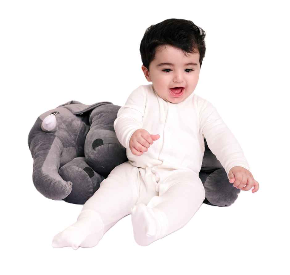DearJoy Elephant Shaped Baby Pillow - Grey | Soft & Cuddly